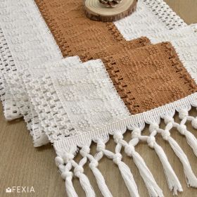 Boho Table Runner with Tassels 12x72 Inches for Home Decor Farmhouse Rustic Macrame Hollow-Out Table Decoration for Living Room and Dining Room