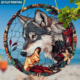 CIFbuy Autumn Floral Bohemian Wolf Acrylic Hanging Wall Art Home Decor Thanksgiving Gift (TikTok, temu pick-up service)