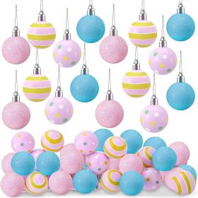 24 Pcs Pastel Christmas Ornaments Candy Ball Christmas Decorations Hanging Glitter Mini Macarons Balls Rainbow for Xmas Tree Holiday Party Home C