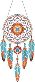 Diamond Dream Catchers Kit, Hanging Diamond Art, DIY Kit for Home Wall & Window Decor, Handmade Craft for Room Decoration (Waves)