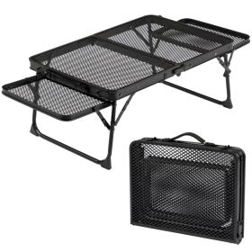3 Ft Folding Grill Table, Portable Picnic Table With Wing Panels Height Adjustable Metal Table, Lightweight, Stable Lockable Legs Easy Setup For (Option: BlacK)