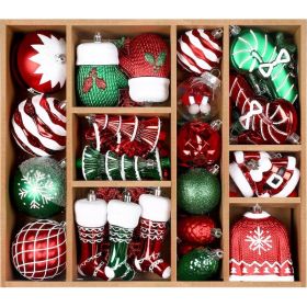 85ct Christmas Balls Ornaments Set, Colorful Shatterproof Plastic Christmas Tree Ornaments, Xmas Decorative Baubles For Christmas Tree Decoration (Option: RedGreenWhite)