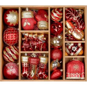 85ct Christmas Balls Ornaments Set, Colorful Shatterproof Plastic Christmas Tree Ornaments, Xmas Decorative Baubles For Christmas Tree Decoration (Option: RedGold)