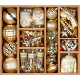 85ct Christmas Balls Ornaments Set, Colorful Shatterproof Plastic Christmas Tree Ornaments, Xmas Decorative Baubles For Christmas Tree Decoration (Option: DeeplightGold)