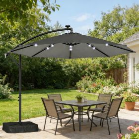 10 Ft Cantilever Patio Umbrella With Light, Weight, Offset Hanging Outdoor Umbrella With Protective Cover Adjustable Canopy (Option: Dark gray)