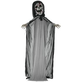 74" Life Size Outdoor Halloween Decorations Skeleton Witch, Animated Prop Animatronic Decor with Sound and Motion Activated, Light Up Eyes and Ch (Option: Grey-480x240x350 mm)