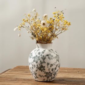 Ceramic Vintage Vase, 5.83 Inch Retro Ice Cracked Chinoiserie Floral Vase, Rustic Farmhouse Vases for Home Decor, Bookshelf, Garden, Chinoiserie (Color: 18443-gray)