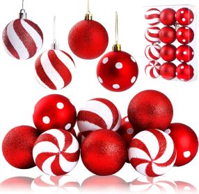 2 Pcs Peppermint Candy Ornaments - Candy Cane Balls (Style: Classic)