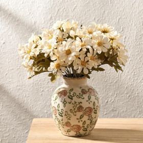Ceramic Vintage Vase, 5.83 Inch Retro Ice Cracked Chinoiserie Floral Vase, Rustic Farmhouse Vases for Home Decor, Bookshelf, Garden, Chinoiserie (Color: 18443-red Rose)