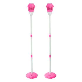 2Pack 3 In 1 Standing Bubble Machines with Colorful Lights and Music Rechargeable Bubble Maker Stands with 2 Modes 3 Adjustable Height for Party (Color: PINK)