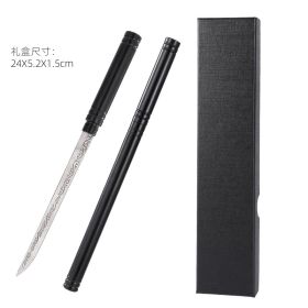 Portable Fruit Knife And Tea Knife, Longquan Laser-Patterned Overlord Tea Knife, Toy And Metal Ornament For Tea Ceremony (Option: BlacK)
